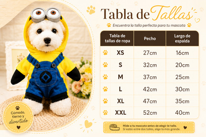  Tabla de tallas Disfraz Minion Mascotas | Luboca