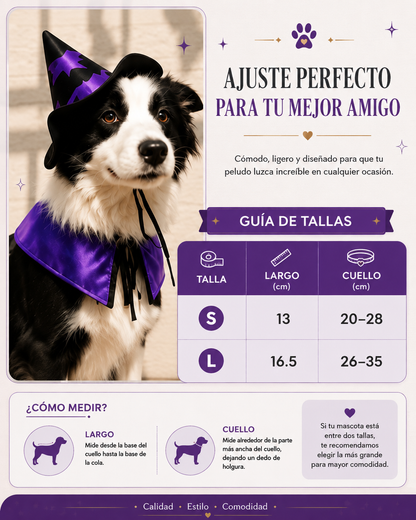 Tabla de tallas Disfraz de Mago Mascotas | Luboca