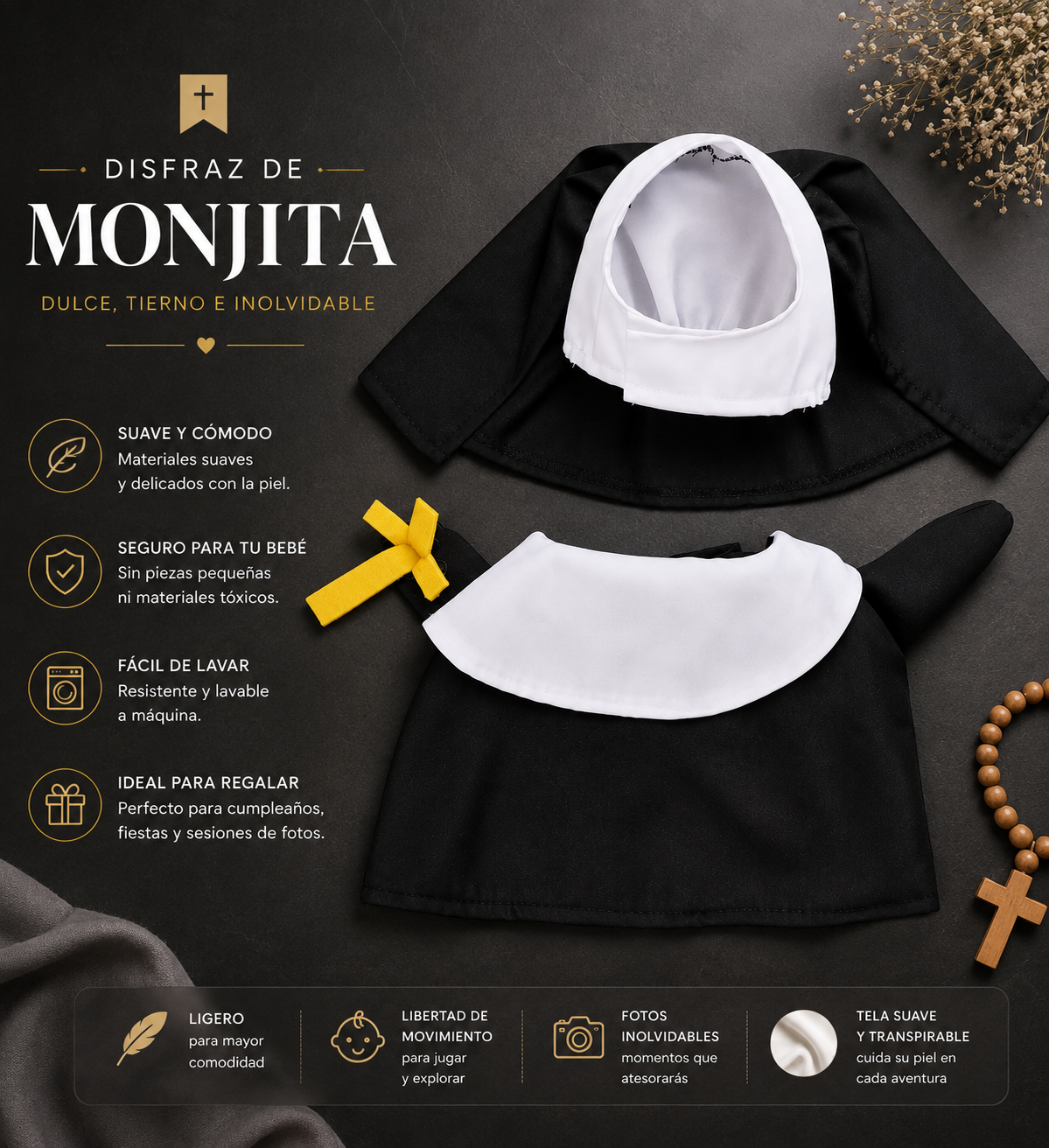 Detalles Disfraz de Monja Mascotas | Luboca
